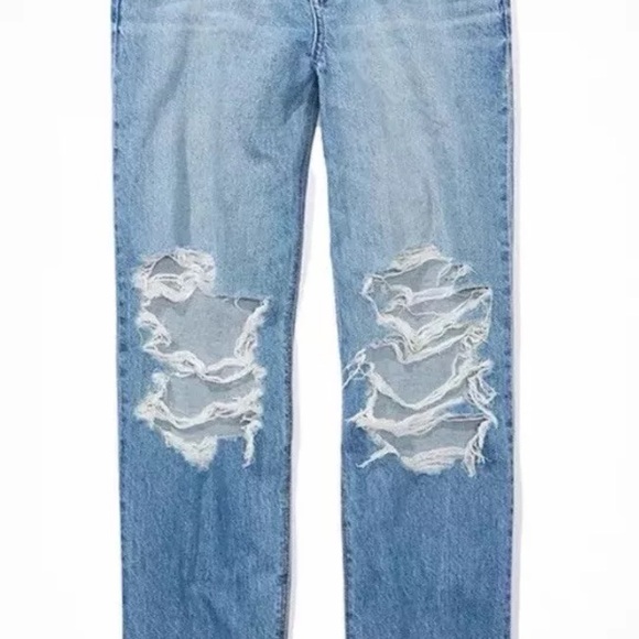 AE Strigid Ripped Highest Waist Baggy Straight Jean Size 00 - Picture 13 of 13